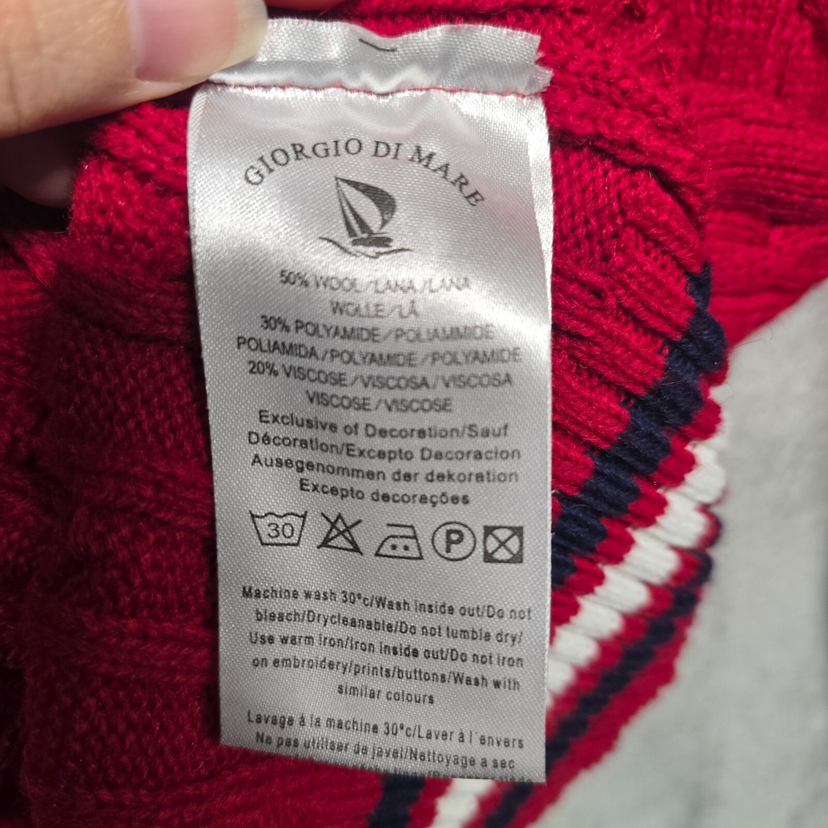 Giorgio Di Mare Yachting Sweater Womens XXL Red Pullover Knit Nautical Preppy View 4