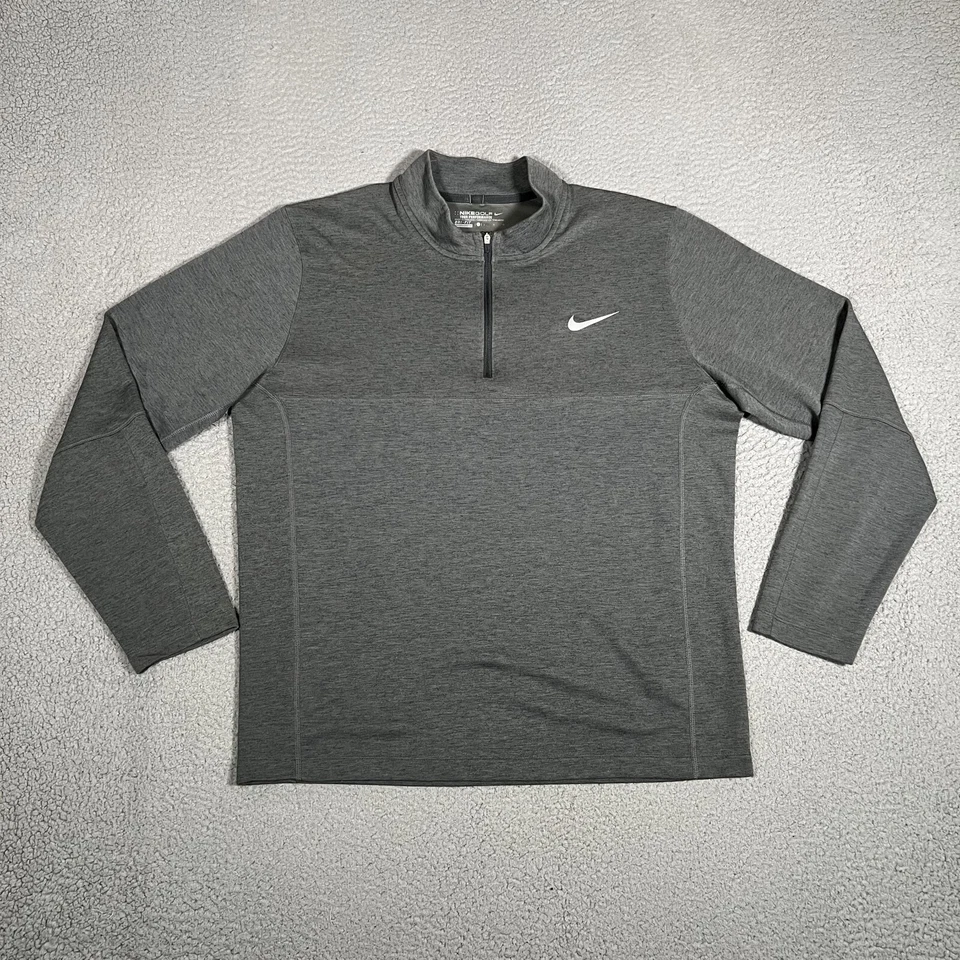 Nike Sweater Mens Large Gray Tour Performance Golf 1/4 Zip Pullover Wool Blend - Image 2 of 4