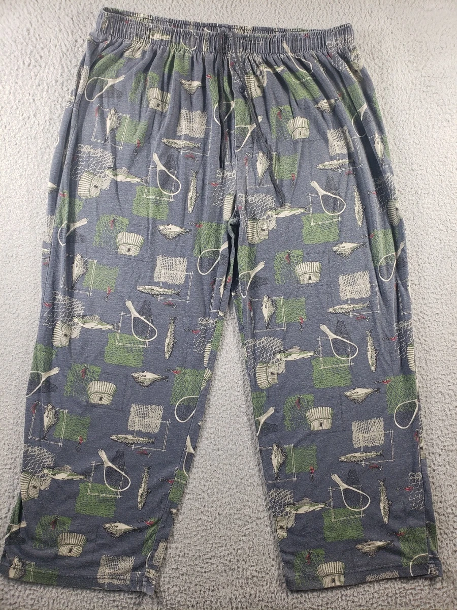 Fishing Graphic Pajama Pants Men s 2XL Lightweight Bass Net Lure