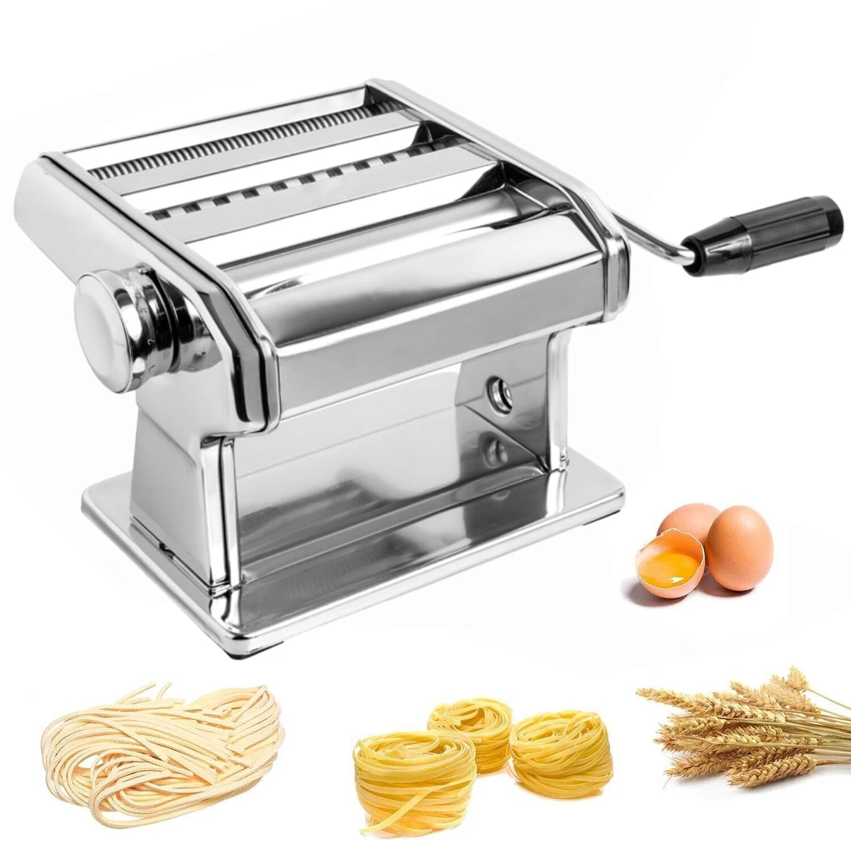 Macchina Per Pasta Fresca Goshyda – Taglierina A Rullo Manuale In Acciaio Inox Con 5 Stampini, Per Spaghetti E Fettuccine Fatti In Casa