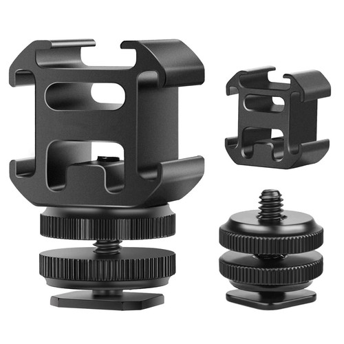 6Pcs Hot Shoe Mount Adapter For Triple Cold Shoe Mount Hot Shoe Mount 1/4"-20 For Reflex, Digital, Camera Equipment Microphone, Monitor, Recorder, Audio (Black - View #10