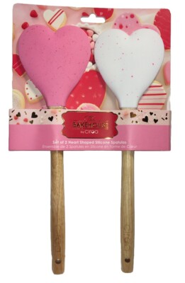 CIROA X-LARGE HEART   SHAPED SILICONE SPATULAS Set 2 VALENTINES ~ LOVE NIP