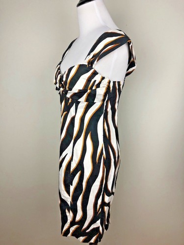 Candies Zebra Print Sz 5 White Black Brown Body Con Stretch Cocktail Dress Jrs - Picture 5 of 7