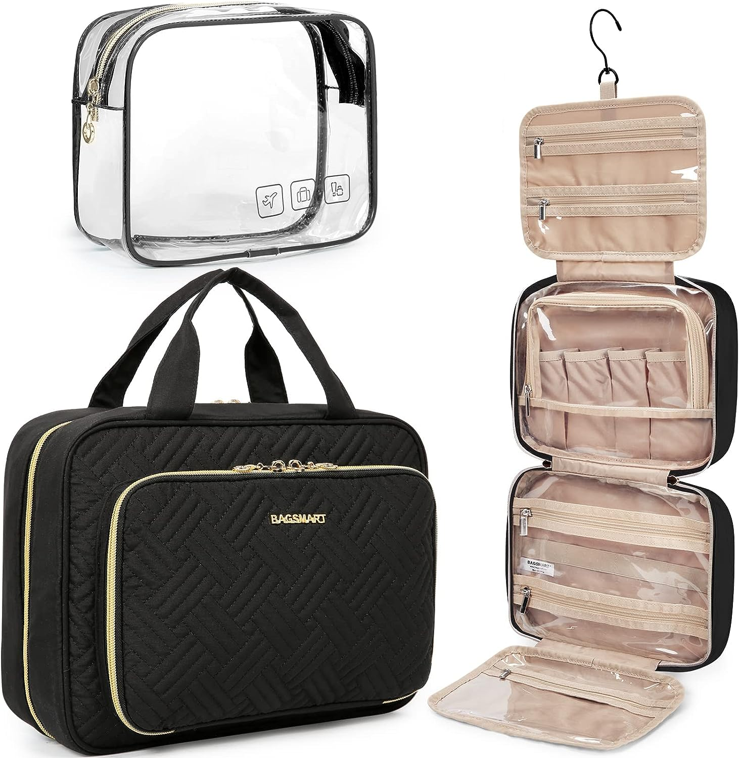 TSA-Approved Hanging Transparent Toiletry Bag for Travel and Makeup Organization-image