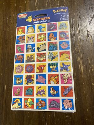 Rare Pokemon Stickers Pikachu Vintage New Sealed 2 Sheets 1999 Nintendo
