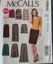 McCall's pattern M6654 Skirt Size 6-8-10-12-14 Cut