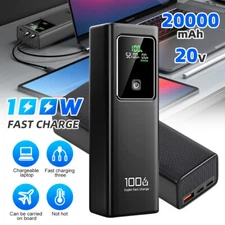 Portable 100W Power Bank 20000mAh Charger Fast Charging USB C For Laptop Phone