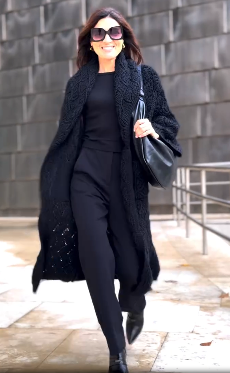 Zara Open Long Cable Knit Textured Coat Black Size S L Small Large