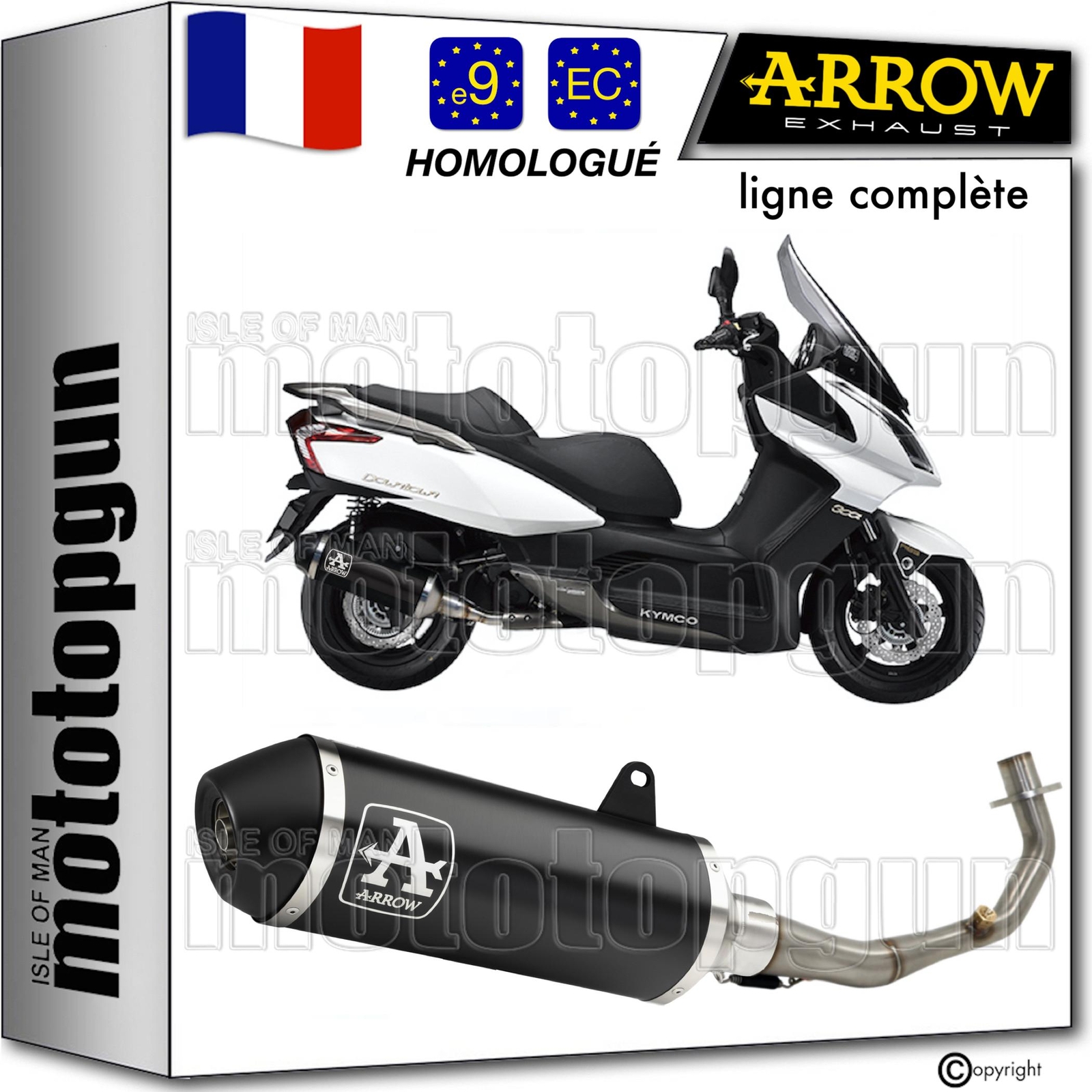 Ligne complete Open Noir pour rouler en ville avec Kymco Downtown 125 i 2015