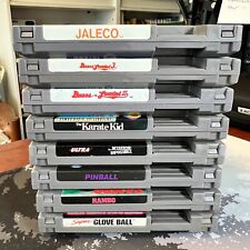 Lot of 8 NES Games - Nintendo - Cleaned, Tested - Bases Loaded 1, 2, 3, Rambo