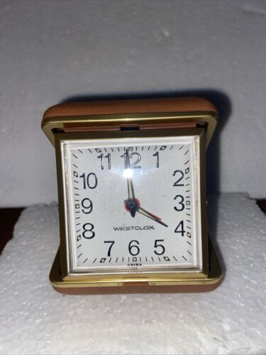 VTG Westclox Travel Alarm Clock, Brown Case, Nite Glow - Picture 1 of 8