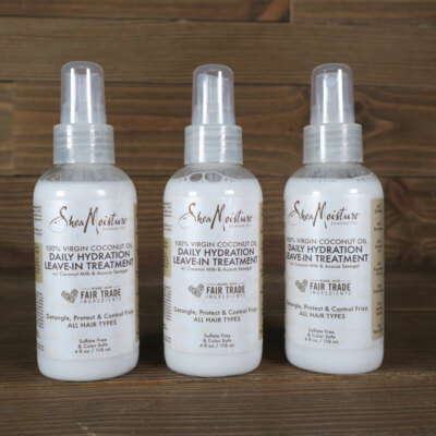 Shea Moisture Virgin Coconut Oil Daily Hydration Leave-in Treatment 4oz Lot of 3