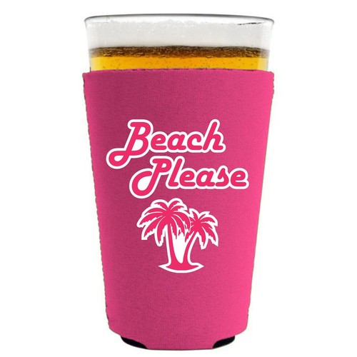 Beach Please Funny Neoprene Collapsible Pint Glass Coolie - Picture 7 of 8