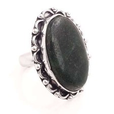 Green Aventurine Gemstone Silver Plated Handmade Adjustable Ring Jewelry R-1062