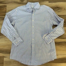 Brooks Brothers Shirt Mens 16.5 - 4/5 Regent Non Iron Spread Collar Blue Orange