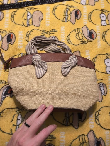 Kelly & Katie Straw Faux Leather Spring Summer Beach Bucket Bag Purse - Picture 2 of 7