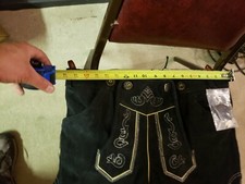 BLACK LEATHER LEDERHOSEN German Oktoberfest SHORTS  SUSPENDERS Pants Trachten