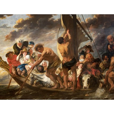 Jordaens Hommage Geld Fähre Boot Antwerpen Gemälde Wandbild Leinwanddruck 18x24