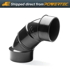 POWERTEC 70344 2-1/2" 90 Degree Elbow - ABS Plastic Dust Collector Connector