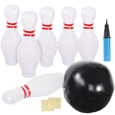 Inflatable Giant Bowling Set 6 Huge Pins 1 Bowling Ball With Pump kids adult