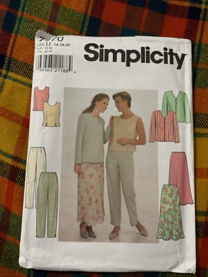 Simplicity 7970 Misses  jacket top pants skirt size 16 18 20 Sewing Pattern Cut