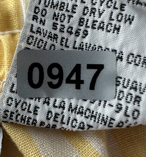 Pantalones Cortos Fácil Vintage Años 90 Amarillo Mantequilla Toldo Rayas Cintura Ultra Alta MUJER M - Imagen 12 de 12