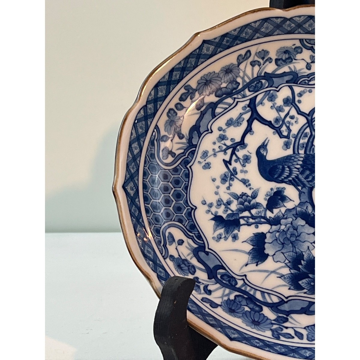 Vintage TOYO Japan Blue and White Porcelain Bowl w Peacock | eBay