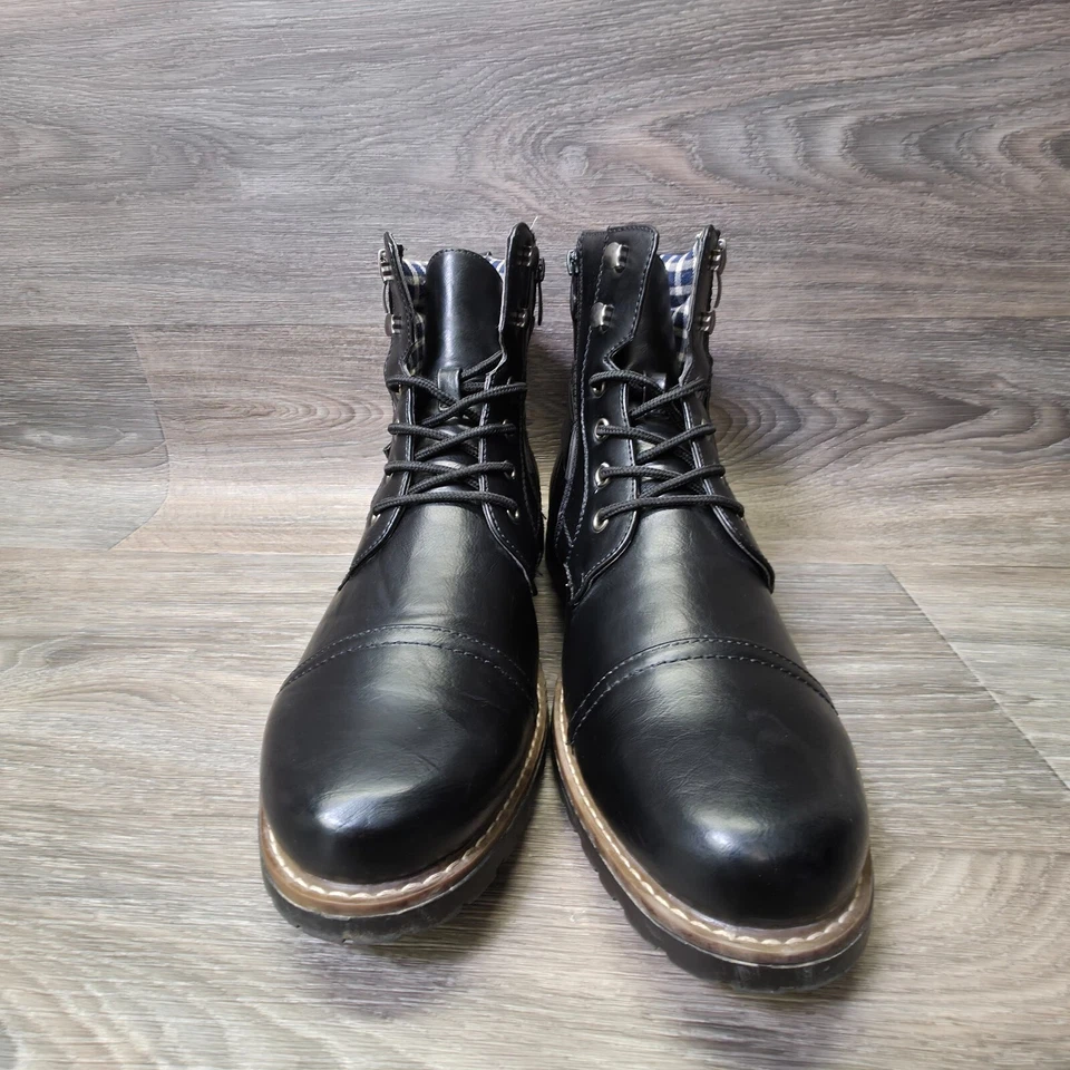 Botas Bruno Marc Para Hombre 10.5 Cuero Negro Philly 3 Militar Combate Motociclista Moto Foto 4 de 4