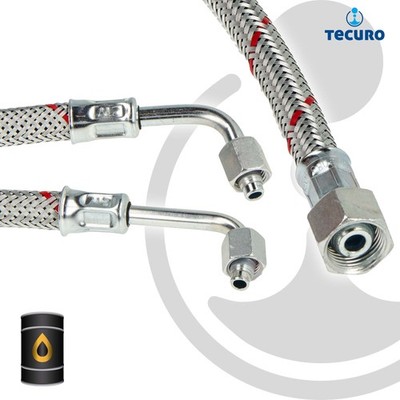 tecuro Universal Ölschlauch SR 6 LLR Konus mit M10x1 ÜWM Bogen x 3/8 Zoll ÜWM 