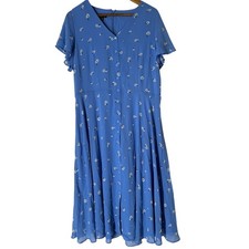 Talbots Ditsy Floral Print Midi Dress Womens Sz 14p Retro Pinup Feminine