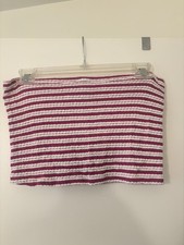 No Boundaries Pink White Striped Tube Top One...