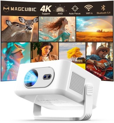 Magcubic HY300max Android 14 Projektor, Tragbarer Mini Projektor 4K 8K Full HD