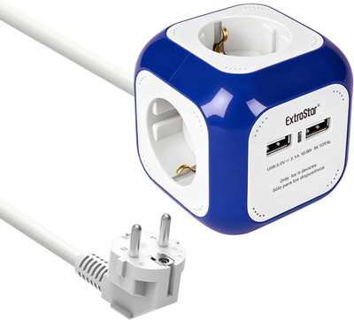 EXTRASTAR Steckdosenwürfel Mit 2 Usb-Anschlüssen(5V/2.1A), 4-Fach Steckdosenleis