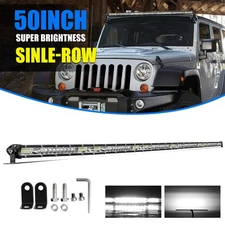 Roof 50inch LED Light Bar Flood Spot Combo Driving Offroad For Jeep Wrangler JK
