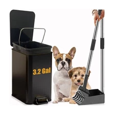 Metal Dog Pooper Scooper for Yard - 3.2Gal Dog Poop Trash Can Outsi... Fast Ship
