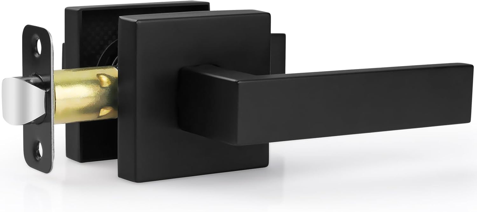 1 Pack Passage Door Handle Matte Black Door Lever, Interior Door Knob Square Hea