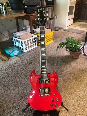 Used Epiphone Crimson Red 2022 SG Power Player Guitar With Case A+