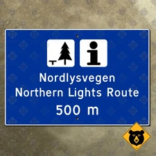 Norway Nordlysvegen Northern Lights Route marker E8 Aurora Borealis 15x10