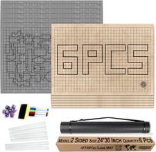 6 Pack DND Map 24x36,1 Inch Grids Dry Erase Battle Mats,Lay Flat 6 Basic