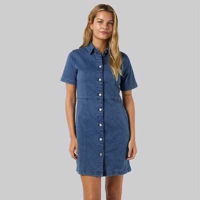 Noisy May Womens Slim Denim Dress Medium Blue Denim Short Sleeve XS S M NWT