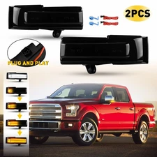 2X Smoke LED Sequential Side Mirror Turn Signal Light For Ford F-150 2015-2020 U