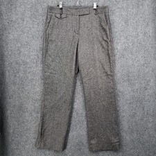 Talbots Dress Pants Women 12 Gray Curvy Hi Rise Wool Blend Silk Straight Trouser