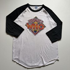 Vintage 1980 Doctor Who BBC Shirt Size Large 80s Raglan TV Show Promo USA Made