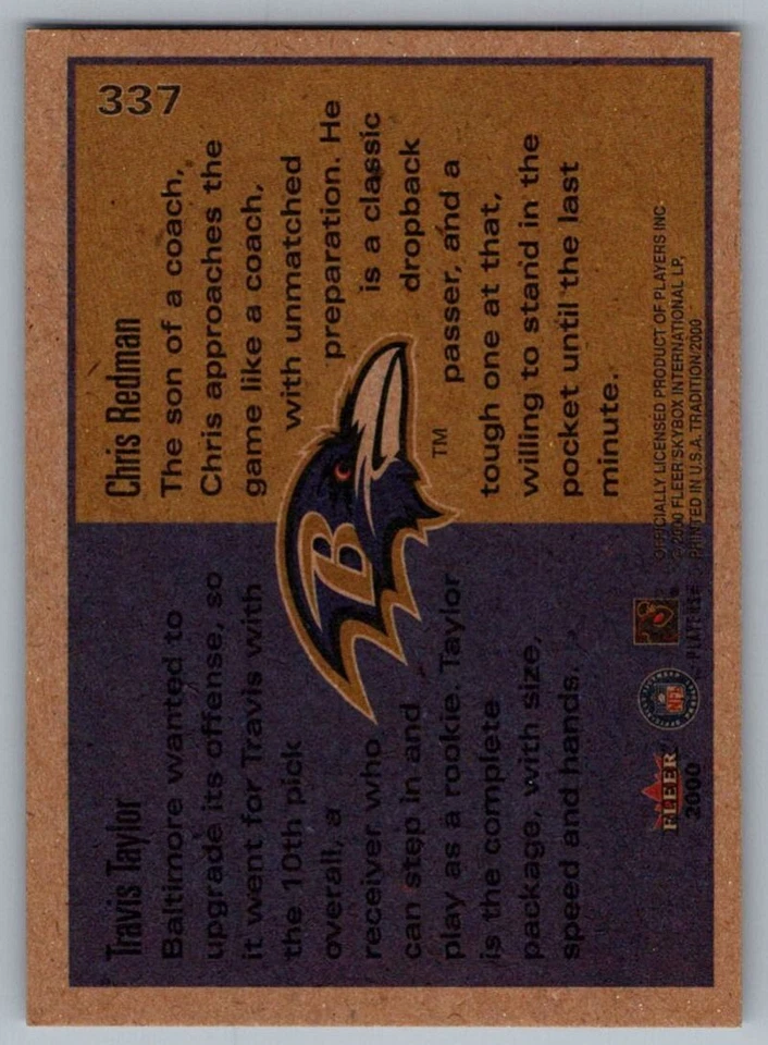 Fleer Tradition 2000 brillante Chris Redman/Travis Taylor Baltimore Ravens #337 Foto 2 de 2