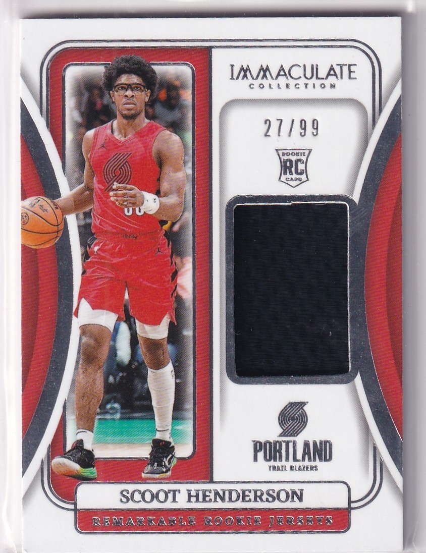 2023-24 Panini Immaculate NBA No. RRJ-SCO Scoot Henderson Rookie