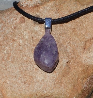 Lepidolite Free Form Stone Crystal Pendant Necklace Small
