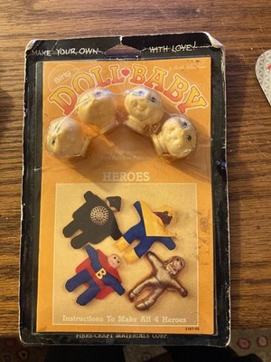 Bitty Doll Baby Heroes Kit Heads Martha Thomas Nelson Vintage 1985 Fibre-Craft