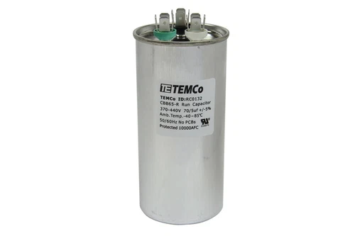 TEMCo 70+5 uf/MFD 370-440 VAC Volts Round Dual Run Capacitor 50/60 Hz AC Elec...