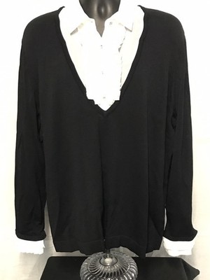 Jones New York Black M Pullover sweater top false collar/cuffs 3X