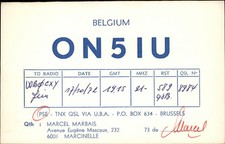QSL radio card ON5IU 1972 Marcinelle Hainaut Belgium Marcel Marbais